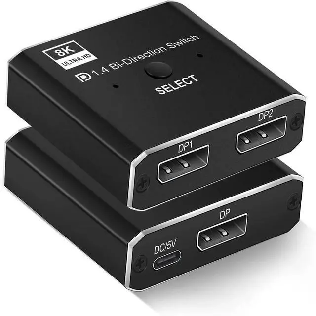 Alt view image 4 of 6 - 2X1 1X2 Displayport Bi-Direction Switch 8K@60Hz 4K@120Hz Manual DP Bidirectional Switcher 2 in 1 Out for PC Monitor Projector TV