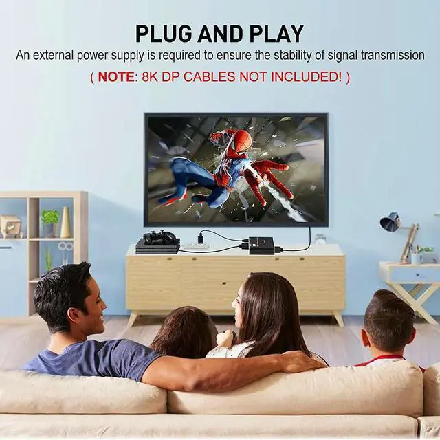 Alt view image 6 of 6 - 2X1 1X2 Displayport Bi-Direction Switch 8K@60Hz 4K@120Hz Manual DP Bidirectional Switcher 2 in 1 Out for PC Monitor Projector TV