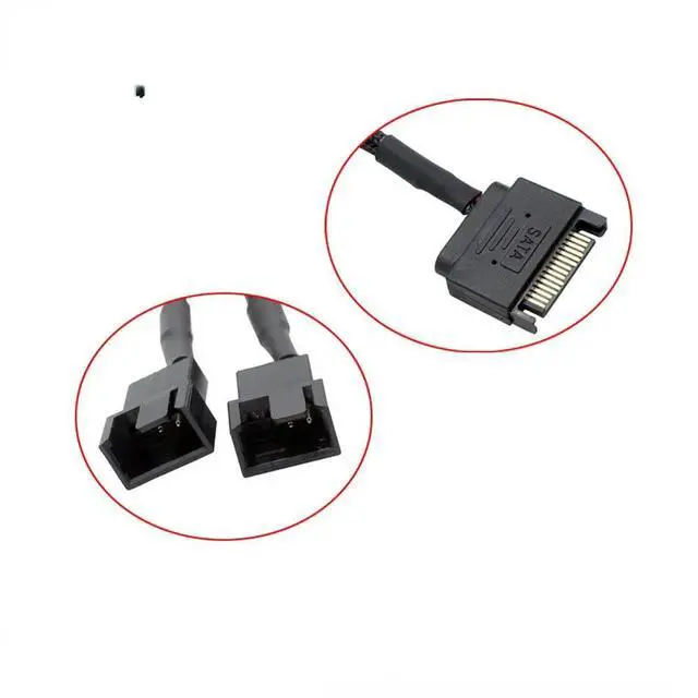 Alt view image 6 of 6 - Black Sleeved 27cm Cooler Cooling Fan Splitter Power Cable 12V SATA To 2 Way 3/4Pin Connector for IDE Computer PC