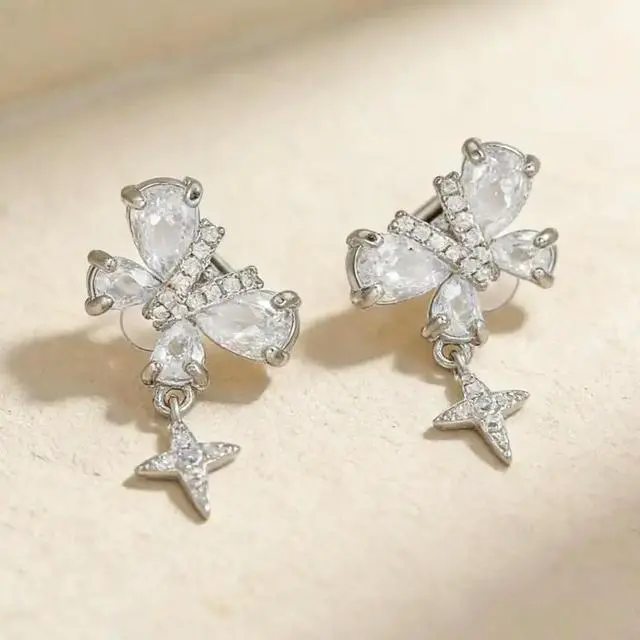 Alt view image 6 of 6 - Exquisites Zircon Embellished Butterfly Ear Clip Specifically For Freeclip 1/2