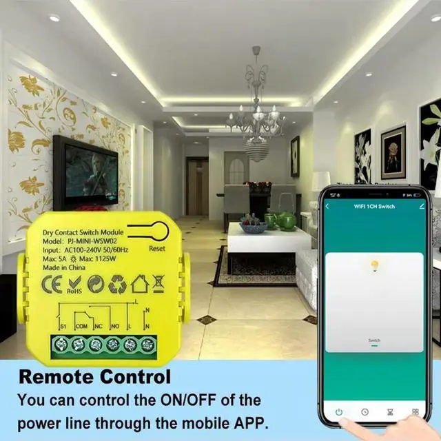 Alt view image 3 of 3 - Tuya Life Dry Contact Relay Module Switch Timer App Remote Control 5A DC12V 24V AC100-240V