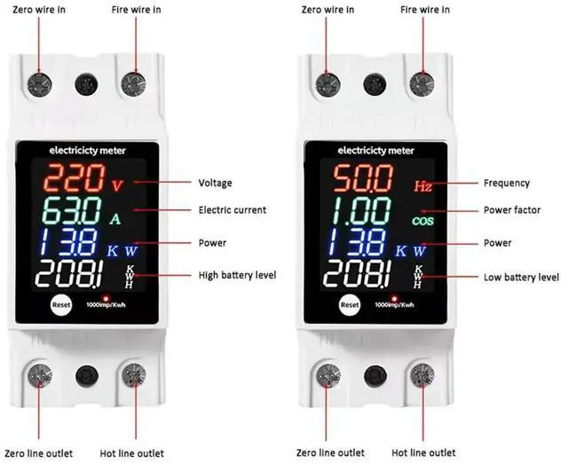 Main image of ZS-6035VAKW Digital Energy Meter Din Rail Electricity Usage Monitor AC30-400V Voltmeter Ammeter Watt Kwh Frequency