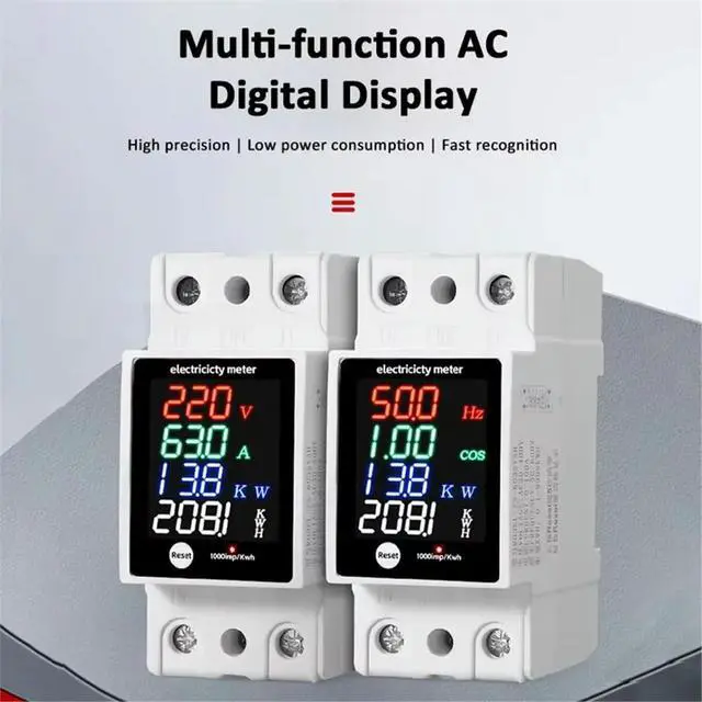 Alt view image 2 of 3 - ZS-6035VAKW Digital Energy Meter Din Rail Electricity Usage Monitor AC30-400V Voltmeter Ammeter Watt Kwh Frequency