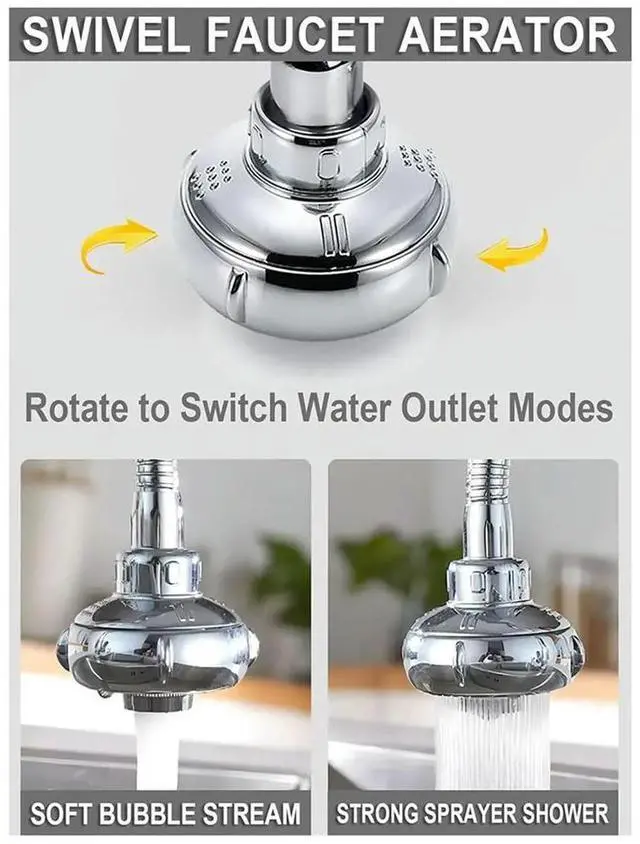Main image of UFO-Shaped 360° Swivel Kitchen Faucet Extender,Anti-Splash Dual-Function Kitchen Faucet Sprayer Attachment Shower Head