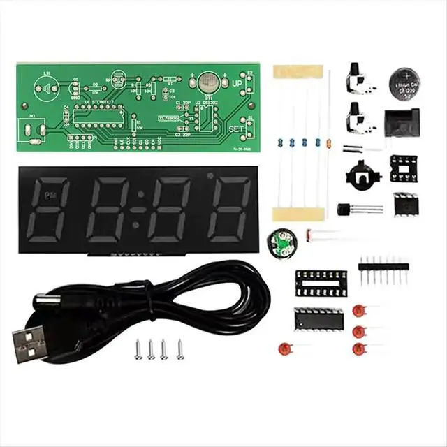 Alt view image 5 of 6 - Colorful RGB DIY Digital Clock Kit Display Temperature Alarm Soldering Project Learning Practice Solder Electronic Kit
