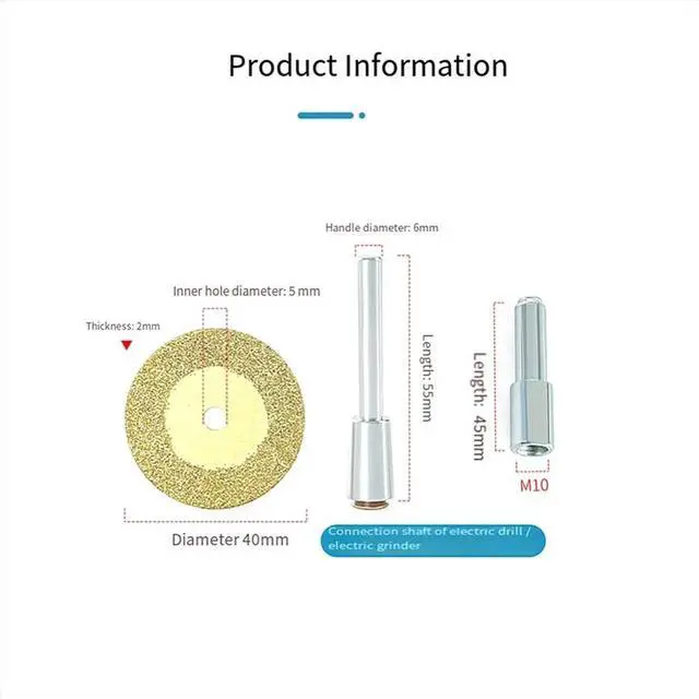 Main image of 1 Set 40mm Diamond Wheel Saw Circular Cutting Blade Rotary Tool Plated Diamond Cutting Blade with Connecting Rod