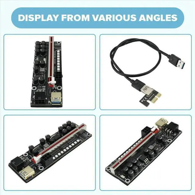 Main image of V014-MAX PCI-E Riser Card USB 3.0 Cable PCI Express 1X to 16X Extender PCIe Adapter for GPU BTC Mining