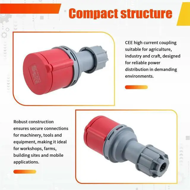 Alt view image 2 of 3 - 16A 5 Pin Industrial Socket/Plug AC 220-380V Waterproof Male Famale Connector Electrical Sockets