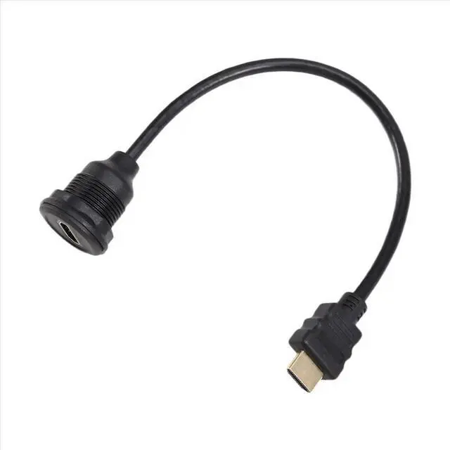 Alt view image 3 of 3 - 4K HDMI-Compatible Panel Mount Cable Round Flush Mount Female to Male Adapter High-Speed HDMI-Compatible Cable
