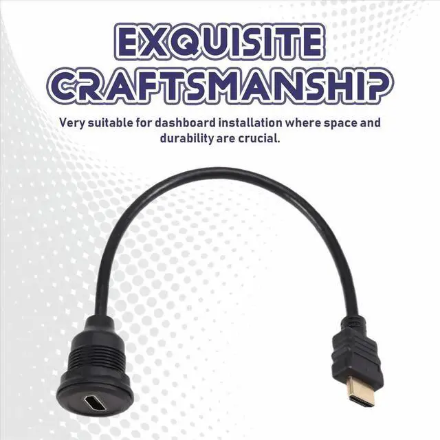 Alt view image 2 of 3 - 4K HDMI-Compatible Panel Mount Cable Round Flush Mount Female to Male Adapter High-Speed HDMI-Compatible Cable