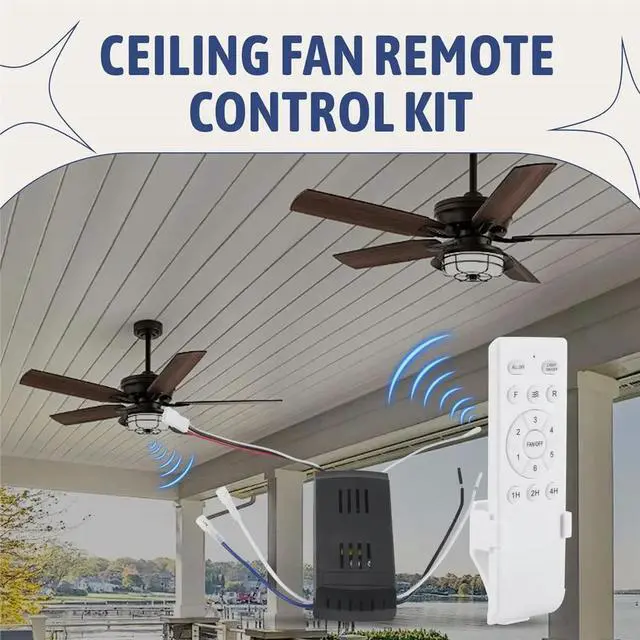 Main image of Universal Ceiling Fan Remote Control Kit 40W 6-Speed Timing Function Replacement Remote for DC Ceiling Fans & Lights