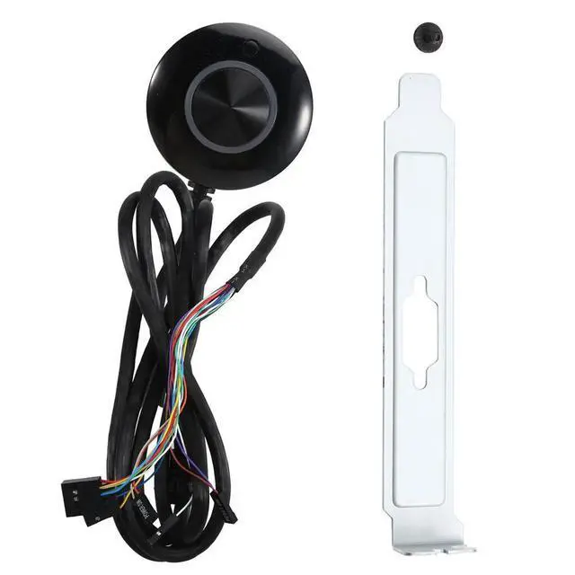 Alt view image 3 of 3 - Computer Desktop Switch Button with Dual USB Audio Desktop Host External Boot Button Adhesive Switch