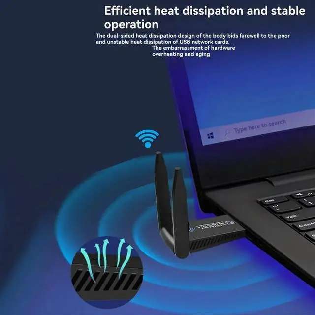Alt view image 5 of 6 - 1300Mbps USB 3.0 Bluetooth5.0 Adapter 2-in-1 USB Dongle 2.4Ghz 5Ghz Dual Band 5 Network Wlan Receiver