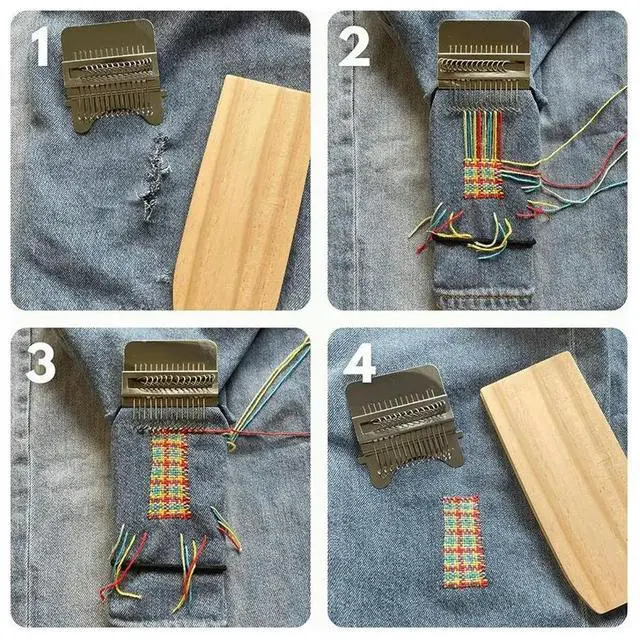 Alt view image 2 of 3 - Knit Patch Kit Darning Loom, Mini Knitpatch Loom for Mending Jeans, Socks & Clothes DIY Weaving Arts