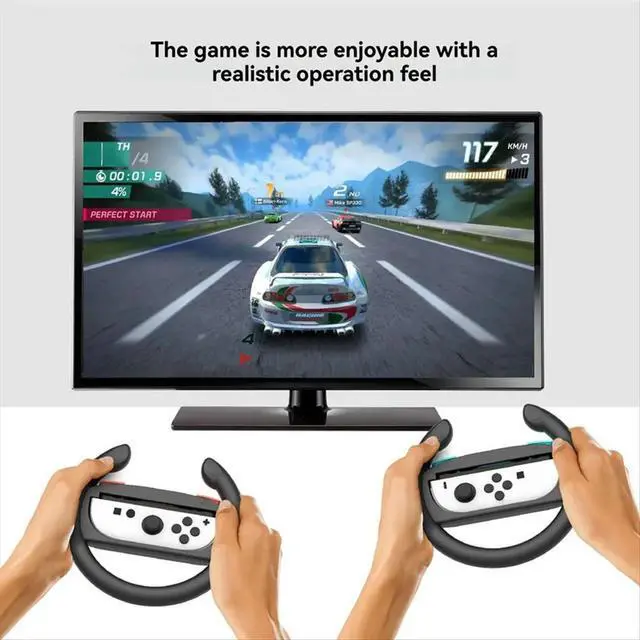 Alt view image 2 of 3 - 2PCS Racing Steering Wheels for Nintendo Switch 2 Controller Game Grip Handle Racing Game Wheel A