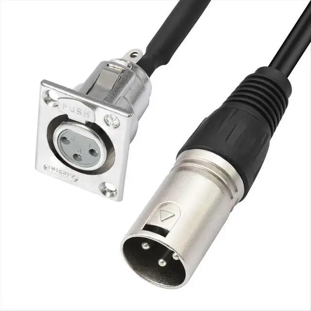 Alt view image 2 of 3 - 2 Pack D Type XLR Cable , Pass Through Connector, D XLR Female to Male for Premium Stage Box, Patch Panel,Panel Mount
