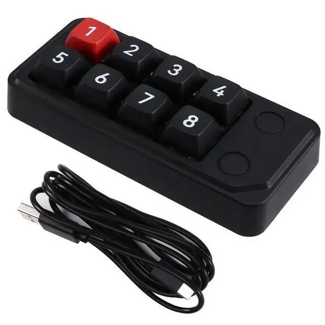 Alt view image 3 of 3 - Macro Definition Game Mechanical Keyboard 8-Key Wired Hot Swappable Mini Keyboard Gaming Devices Black 815B
