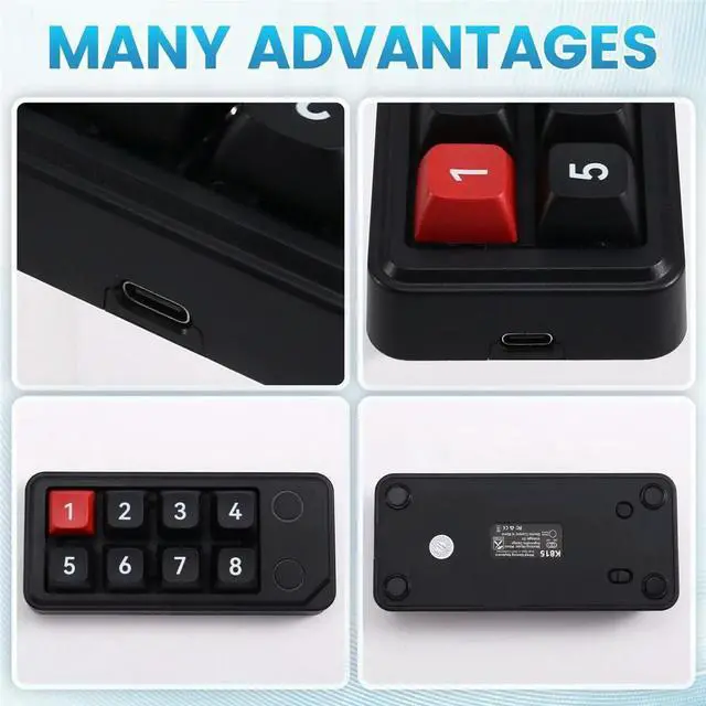 Main image of Macro Definition Game Mechanical Keyboard 8-Key Wired Hot Swappable Mini Keyboard Gaming Devices Black 815B