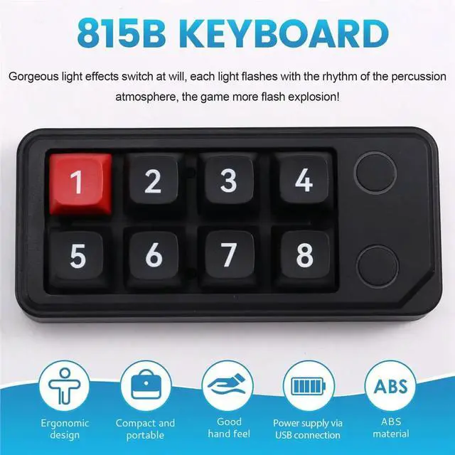 Alt view image 2 of 3 - Macro Definition Game Mechanical Keyboard 8-Key Wired Hot Swappable Mini Keyboard Gaming Devices Black 815B
