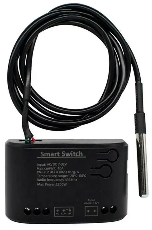 Alt view image 4 of 6 - Tuya Temperature Switch 10A AC DC 7-32V Power Monitor With Thermostat Probe For Fish Tank Warehouse Greenhous