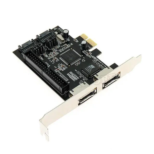 Alt view image 4 of 6 - 2 Port SATA IDE PCI E Adapter Card PCI E To SATA IDE ESATA X2 Combo Adapter Converter RAID Controller Card Chip JMB363