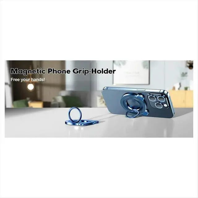 Main image of Magnetic Phone Grip Holder Finger Ring Stand with 360° Rotation 90° Flip Kickstand for phones Black
