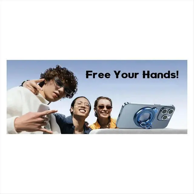 Alt view image 3 of 3 - Magnetic Phone Grip Holder Finger Ring Stand with 360° Rotation 90° Flip Kickstand for phones Black