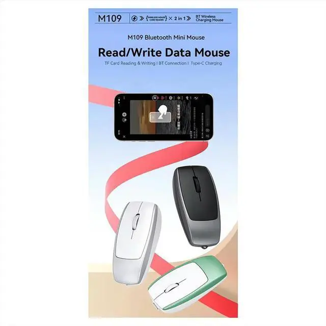 Alt view image 3 of 3 - Bluetooth Mouse Rechargeable Light Weight Support TF Card Reading and Writing Long Life Office Use Mice A
