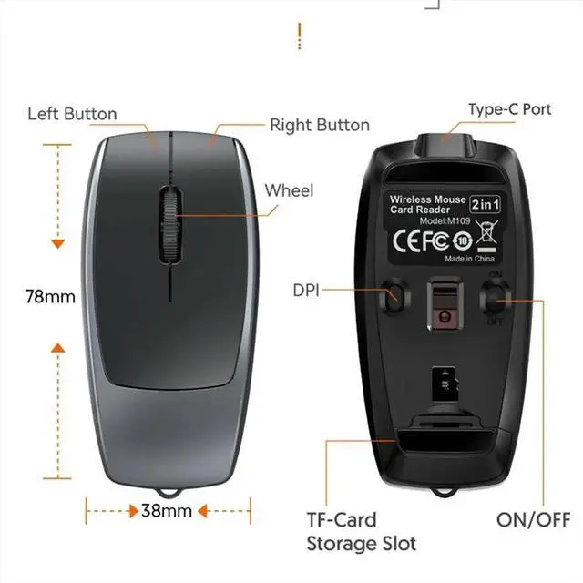 Alt view image 2 of 3 - Bluetooth Mouse Rechargeable Light Weight Support TF Card Reading and Writing Long Life Office Use Mice A