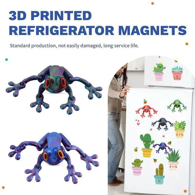 Main image of 3D Printed Magnetic Frog Refrigerator Magnets, 4 Pcs Realistic Funny Frogs for Fridge & Whiteboard Decor