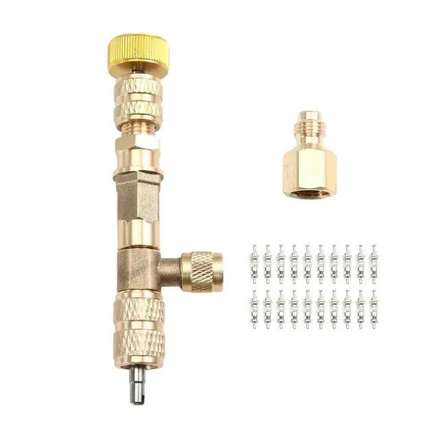 Alt view image 3 of 3 - Replwith 20 Valve Cores, Tool for Replacing Valve Cores Air Conditioner Valve Core Removal Tool, Refrigerant Core