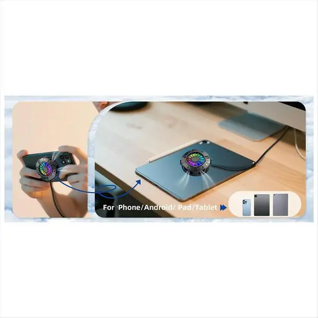 Alt view image 3 of 3 - 2-in-1 Magnetic & Clip-on Phone Cooling Fan Radiator for phone/Tablet for Gaming, Video Calls, Live Broadcasting