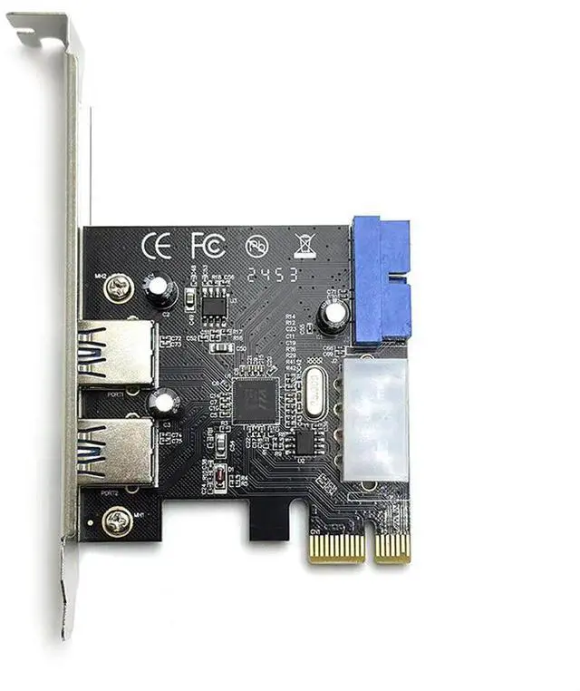 Alt view image 4 of 6 - USB 3.0 PCI-E Expansion Card Adapter External 2 Port USB3.0 Hub Internal 20pin Connecter PCI-E Card