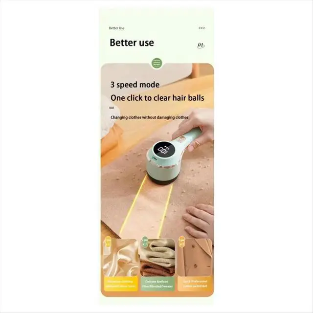 Alt view image 2 of 3 - Lint Remover for Clothing Hair Ball Trimmer Fuzz Pellets Clothes Sweater Fabric Shaver with LED Electric Lint Remover