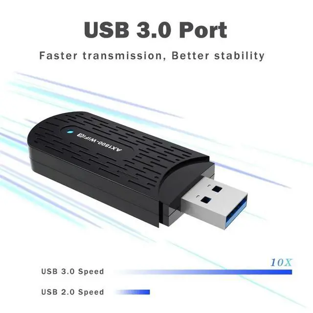 Alt view image 2 of 3 - 1800Mbps 6 Adapter Card 2.4GHz 5GHz Dual Band AX1800 USB3.0 LAN Adapter MU-MIMO IEEE802.11AX