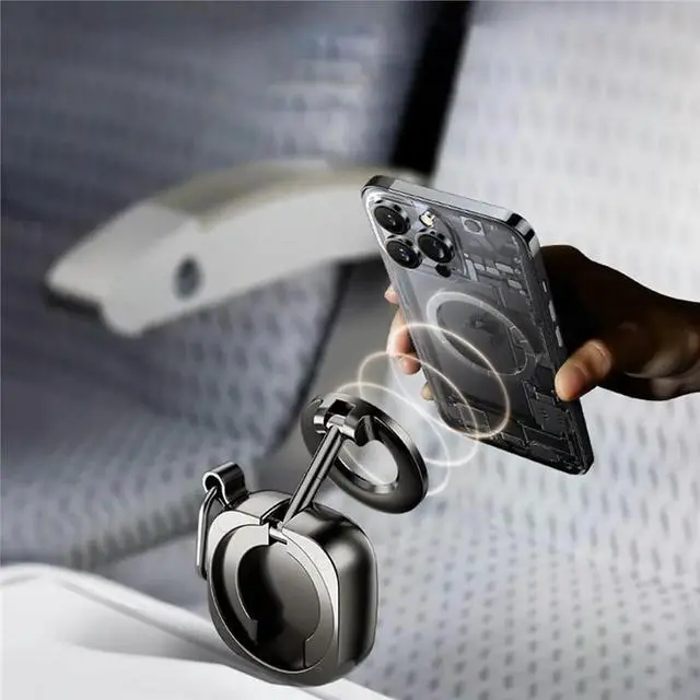 Alt view image 3 of 3 - Multifunctional Foldable Magnetic Phone Holder/Tripod Rotating Universal 360° Travel Stand Adjustment Black