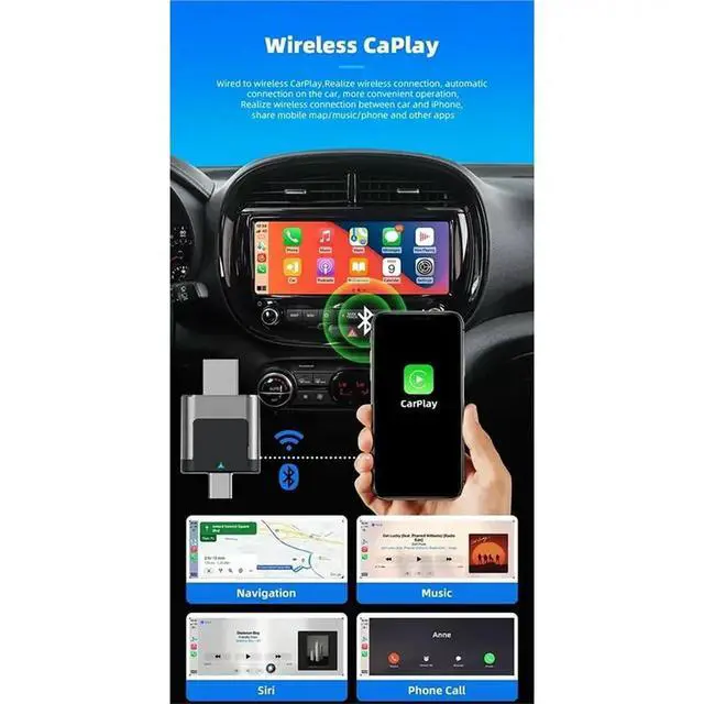 Alt view image 5 of 6 - Universal Dual Channel Car Machine Interconnection 2 Port USB Dongle Carplay Android Auto Adapter Mini Box