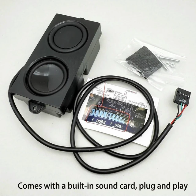 Alt view image 5 of 6 - 9Pin USB speakers for PC 5W with sound card plug and play built-in speaker for computer