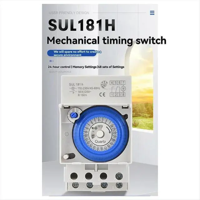 Alt view image 3 of 6 - SUL181h Din Rail Analog Mechanical Timer Switch 30 Minutes Programmable AC110V-230V 24 Hours Timer Switch