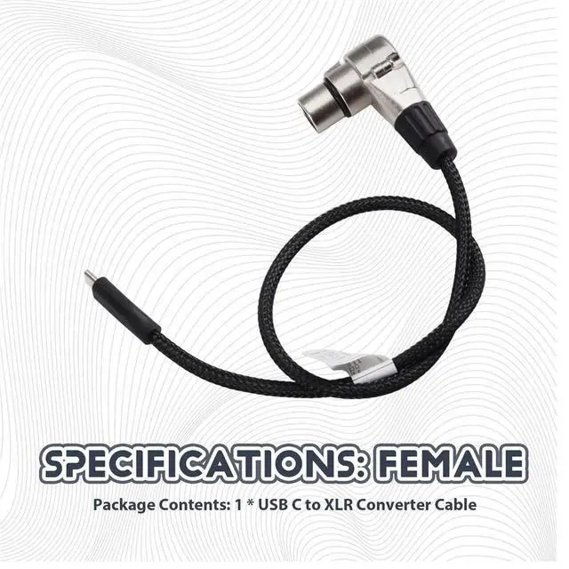 Alt view image 2 of 3 - USB C to XLR Converter Adapter Cable,Type C to Right Angle 3Pin XLR Female Audio Cord for Amplifier,Mixer Console Female