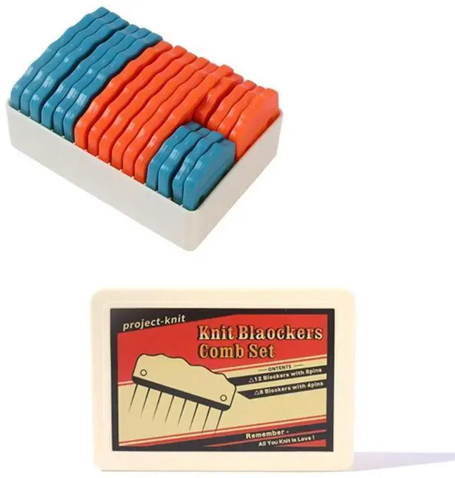Alt view image 3 of 4 - Knit Blocking Pin Kit, 20pcs Knit Blockers Combs for Crochet Knitting Blocking Board Mats, Knit Blocking Pins