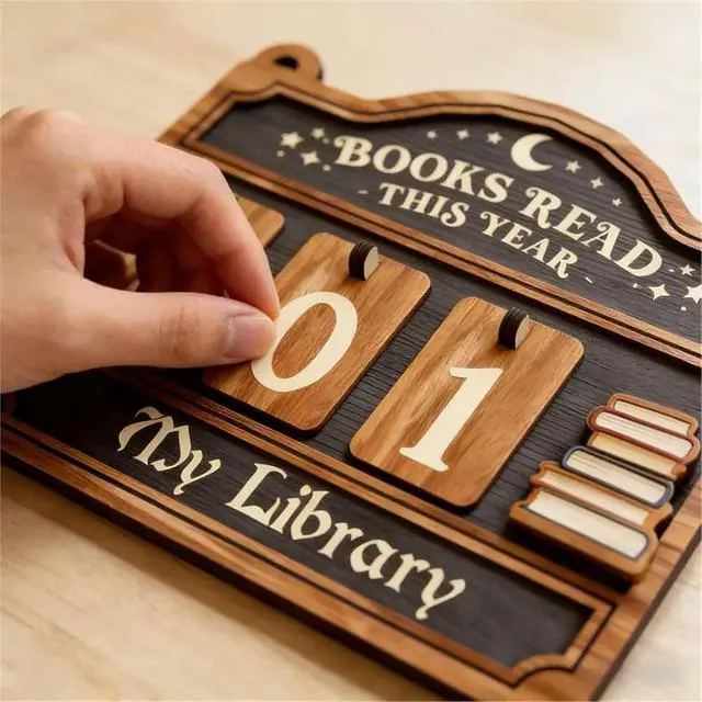 Alt view image 2 of 3 - Books Read This Year Counter, Book Tracker for Home Library Decor, Book Counter Book Lover Gift