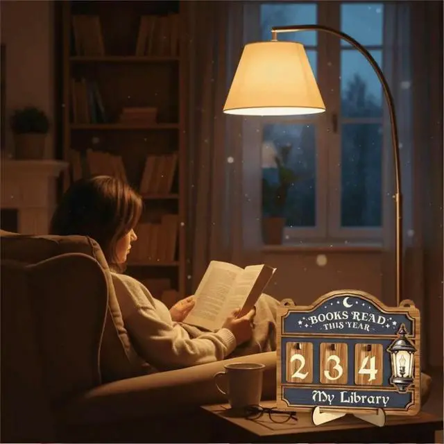 Alt view image 3 of 3 - Books Read This Year Counter, Book Tracker for Home Library Decor, Book Counter Book Lover Gift