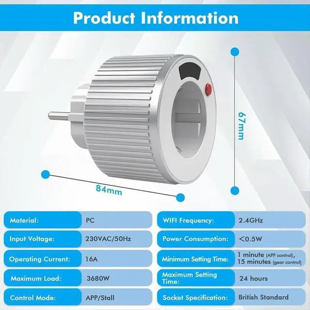 Alt view image 2 of 3 - Plug 16A Socket Kid Protection Surge Protector Home Timing Life APP Sockets EU Plug