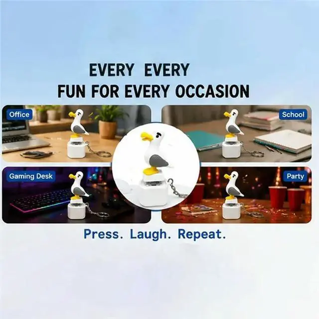 Alt view image 4 of 4 - Stress Relief Sound& Colorful LED Light 4PCS For Seagull Button Keychain Rechargeable Clicker Cute Gadget For Adult