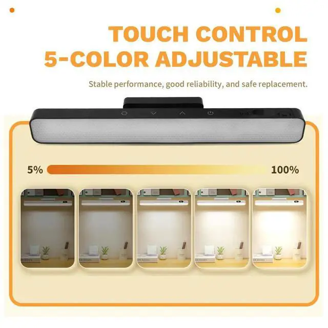Alt view image 2 of 3 - Touch Table Lamp 5 Colors Dimmable Mirror Lights Rechargeable Kitchen Ceiling Light with Remote Control