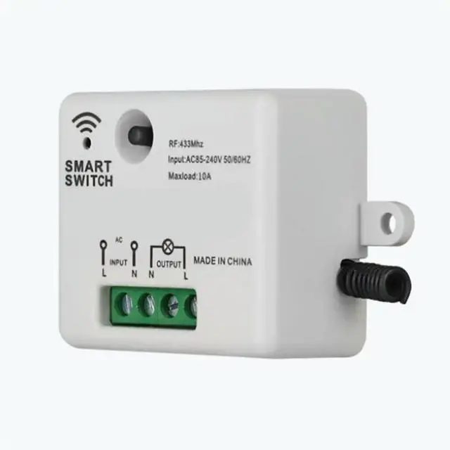 Alt view image 5 of 6 - Switch Kit 433Mhz AC 85-240V 10A Relay Receiver For Ceiling LED Lamp Bulb Fan Remote Control