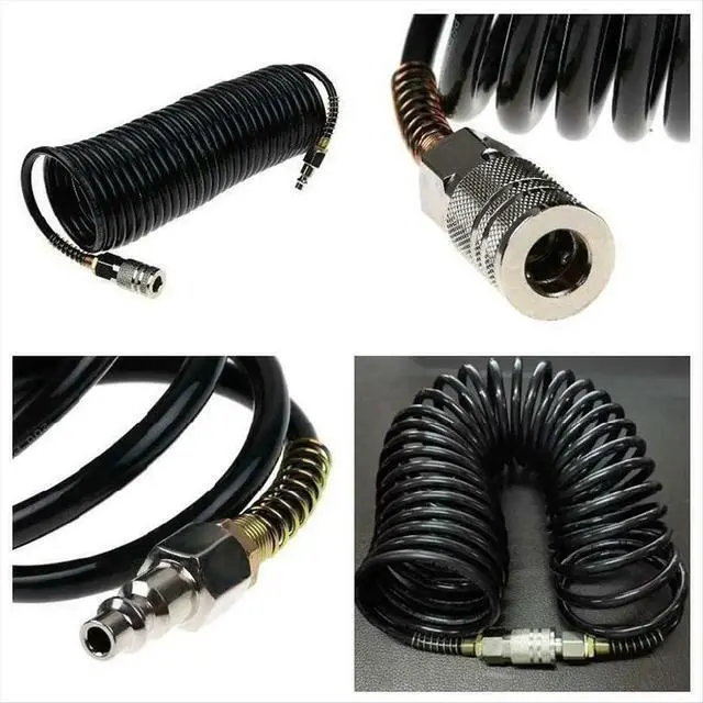 Alt view image 3 of 3 - Air Hose,25ft Air Compressor Hose with Bend Restrictor,PE Recoil Air Hose with 1/4 Solid Pure Copper Quick Connect