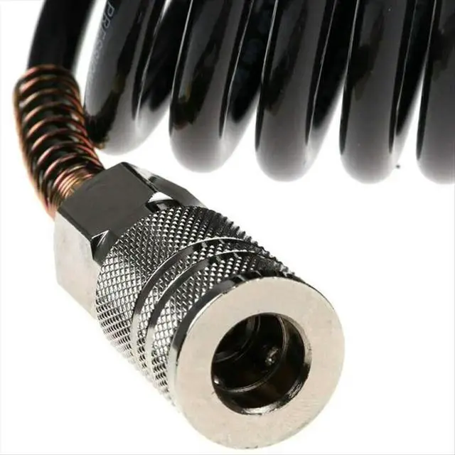 Alt view image 2 of 3 - Air Hose,25ft Air Compressor Hose with Bend Restrictor,PE Recoil Air Hose with 1/4 Solid Pure Copper Quick Connect