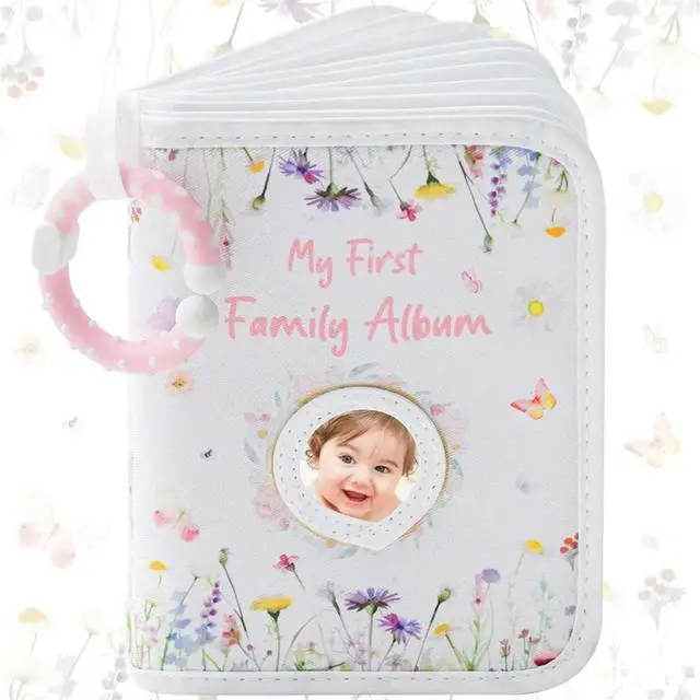 Main image of Baby Photo Album with Safe Mirror Holds 17 4 X 6 Photos Family Album Picture Book for Toddler Kids Baby Shower